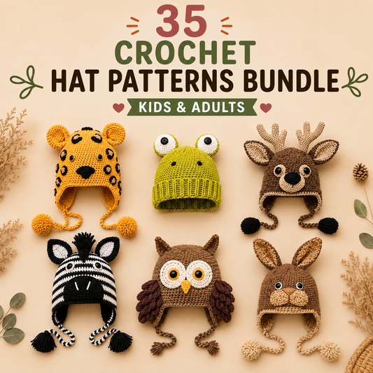 35 Crochet Hat Patterns Bundle