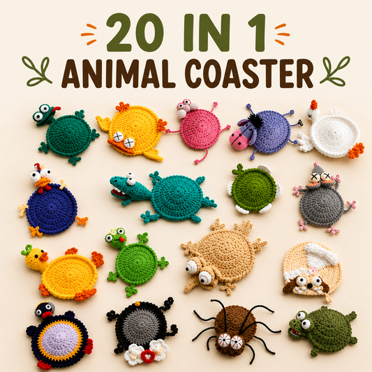 20-in-1 Animal Crochet Coaster Pattern Bundle